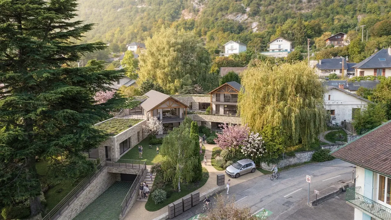 Le Cèdre — construction contemporaine en gradins à Bourdeau
